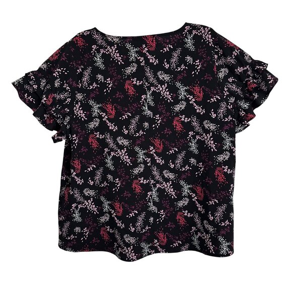 Lane Bryant Womens Dark Floral Ruffle Sleeve Top SZ 18 Whimsy Fairy Whimsigoth - Picture 2 of 7